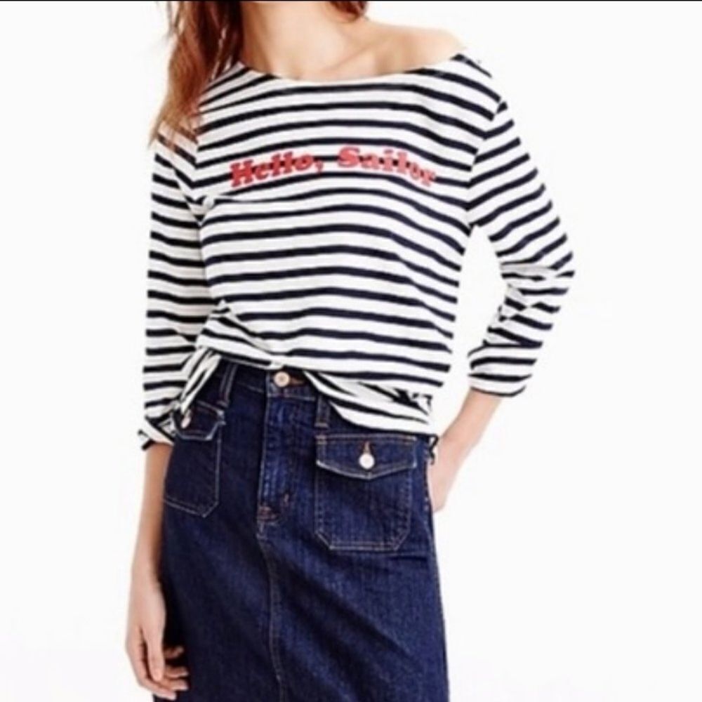 J. CREW Nautical Hello Sailor Striped Boat Neck XS